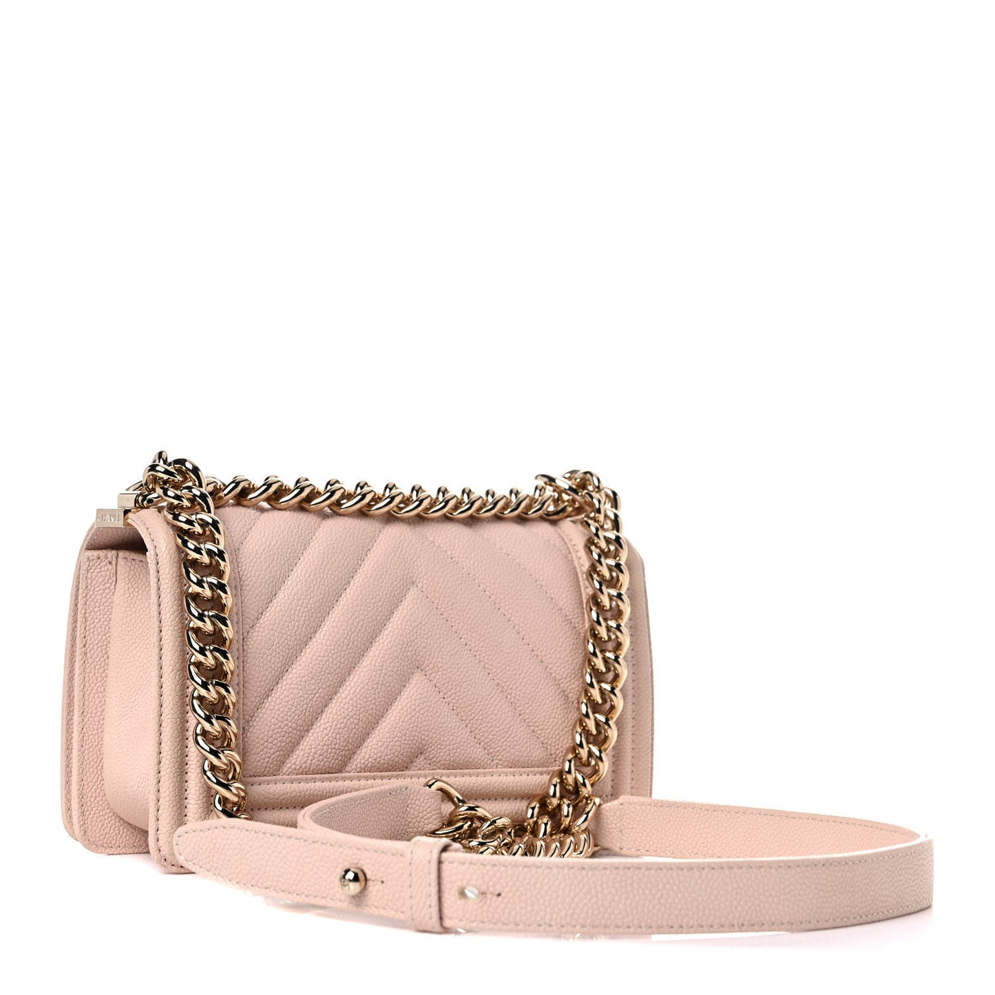 Caviar Chevron Quilted Small Boy Flap Light Pink