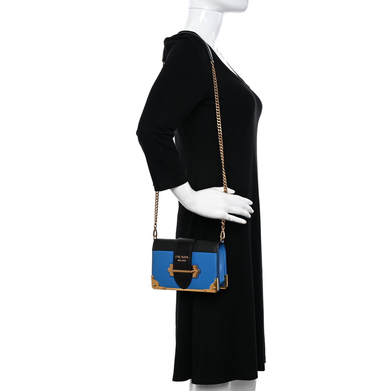 Prada City Calf Saffiano Cahier Bag Marea Black 2 of 9