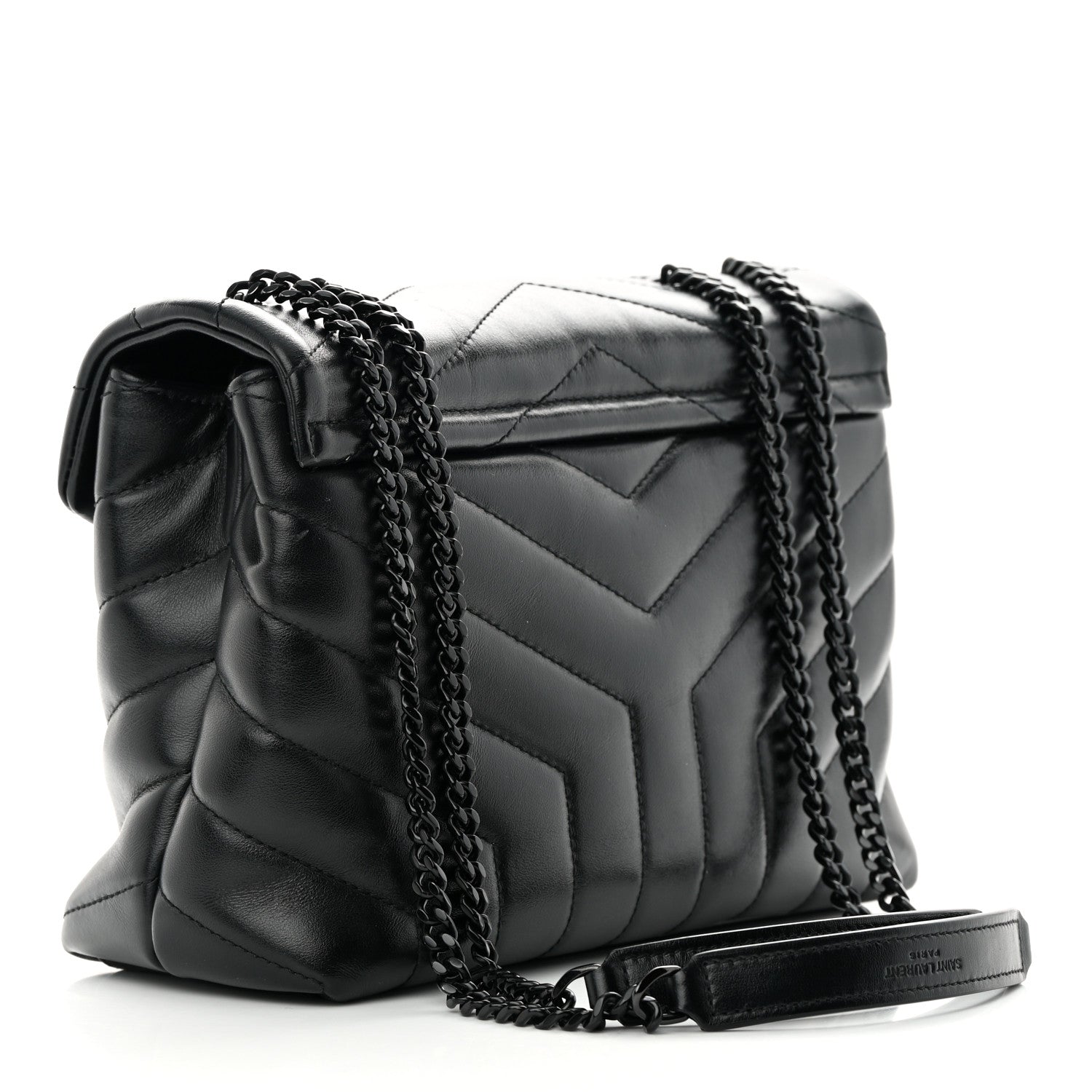Saint Laurent Calfskin Y Quilted Monogram Monochrome Small Loulou Chain Satchel Black 3 of 15