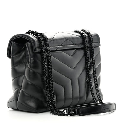 Saint Laurent Calfskin Y Quilted Monogram Monochrome Small Loulou Chain Satchel Black 3 of 15