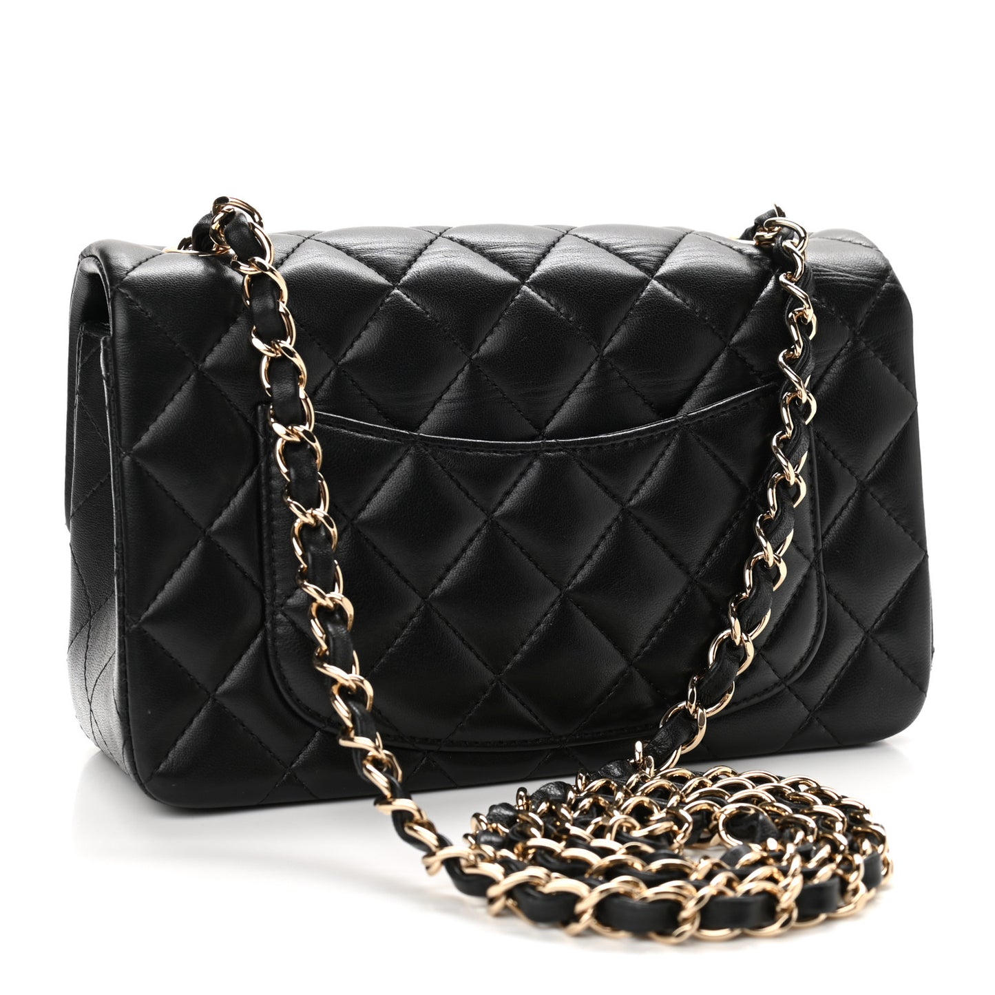 Lambskin Quilted Mini Rectangular Flap Black