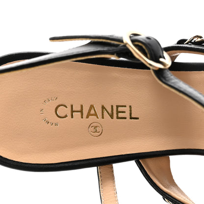 Chanel Lambskin Chain Strap Sandals 41 Black 8 of 9