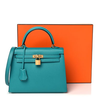 Hermes Epsom Kelly Sellier 25 Bleu Paon 37 of 37