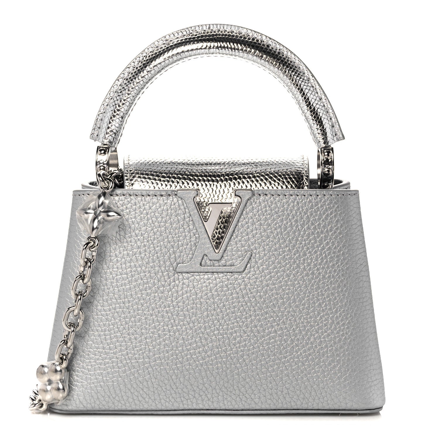 Louis Vuitton Taurillon Lizard Flower Chain Capucines Mini Silver 1 of 8