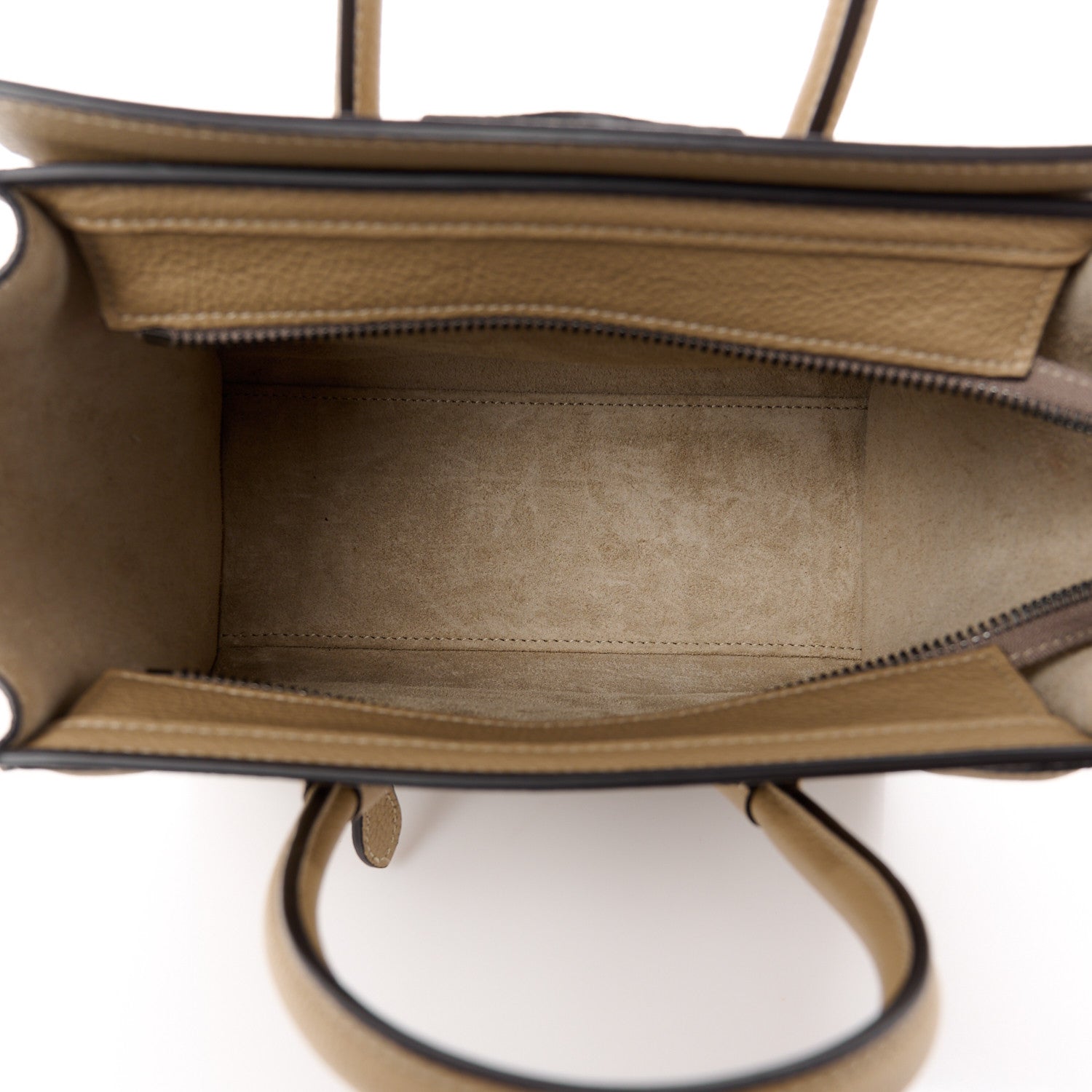 Celine Drummed Calfskin Nano Luggage Dune 5 of 10