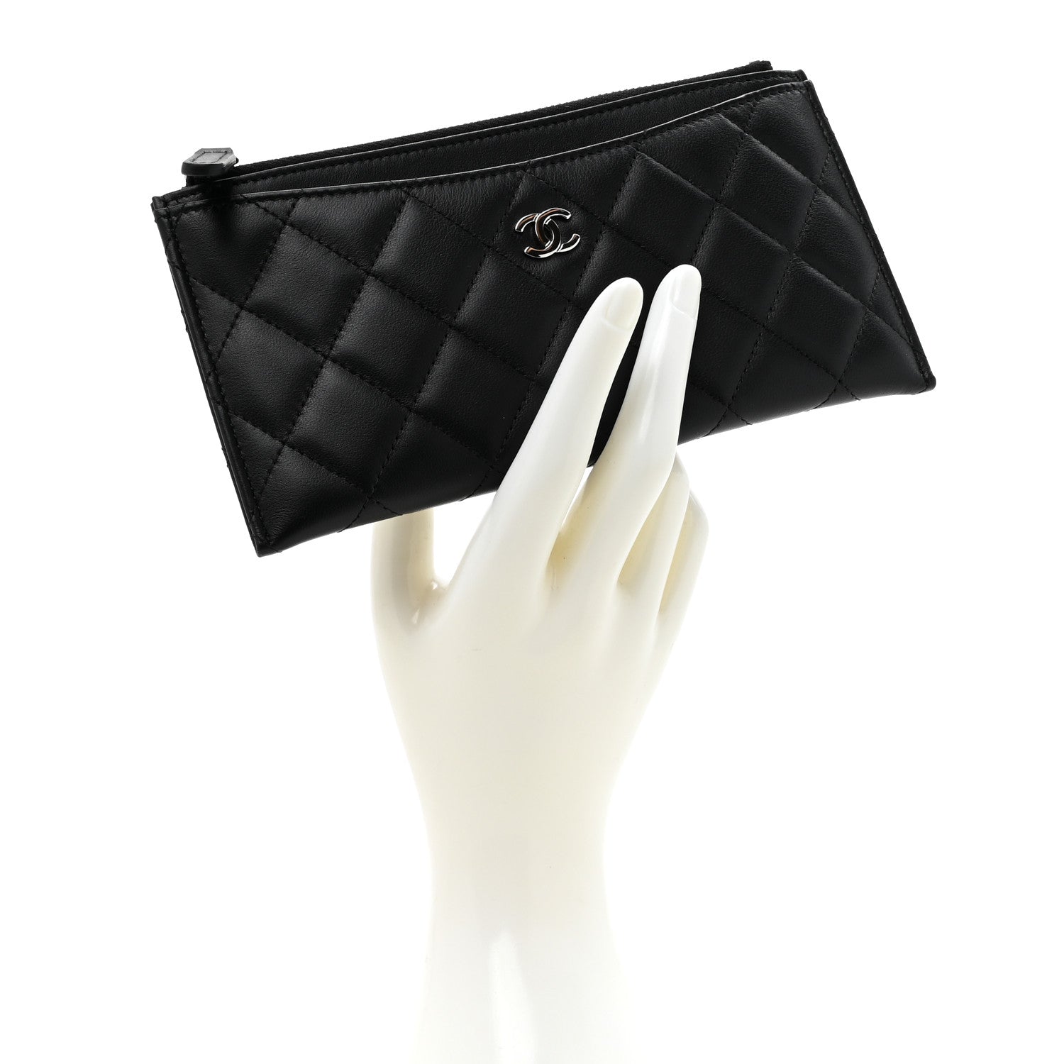 Chanel Lambskin Quilted Classic Zip Pouch Black 2 of 10