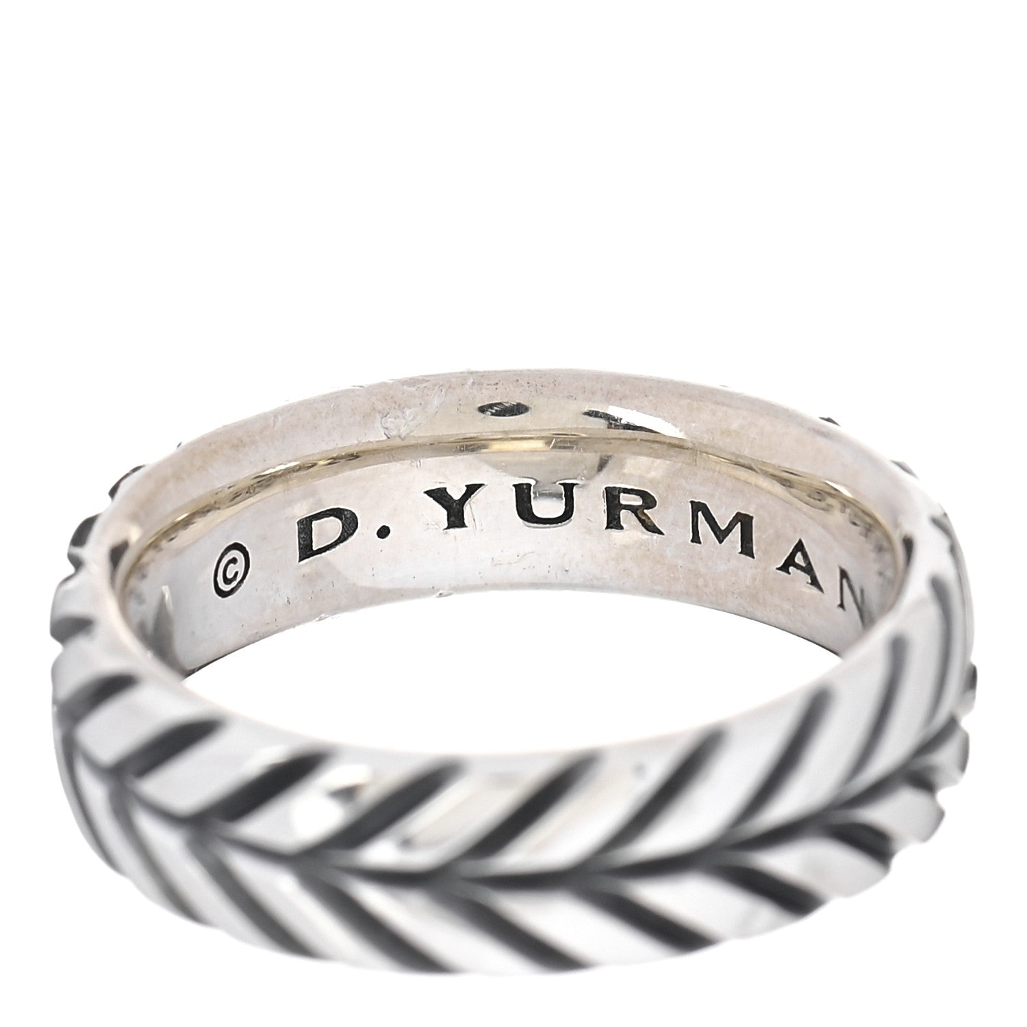 David Yurman Sterling Silver 6.5mm Chevron Band Ring 60 9 4 of 5