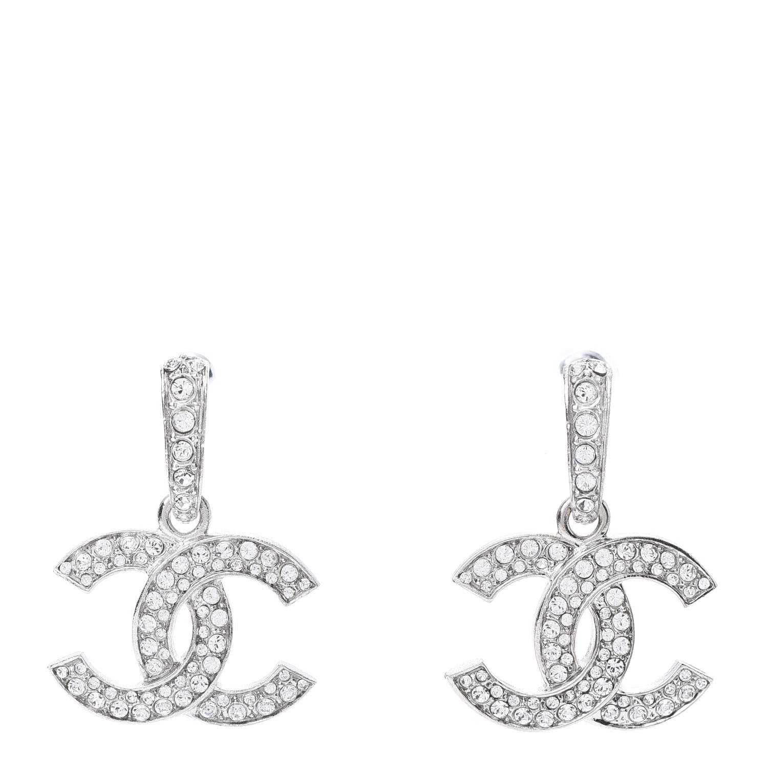 Chanel Crystal Palais Garnier CC Drop Earrings Silver 1 of 5