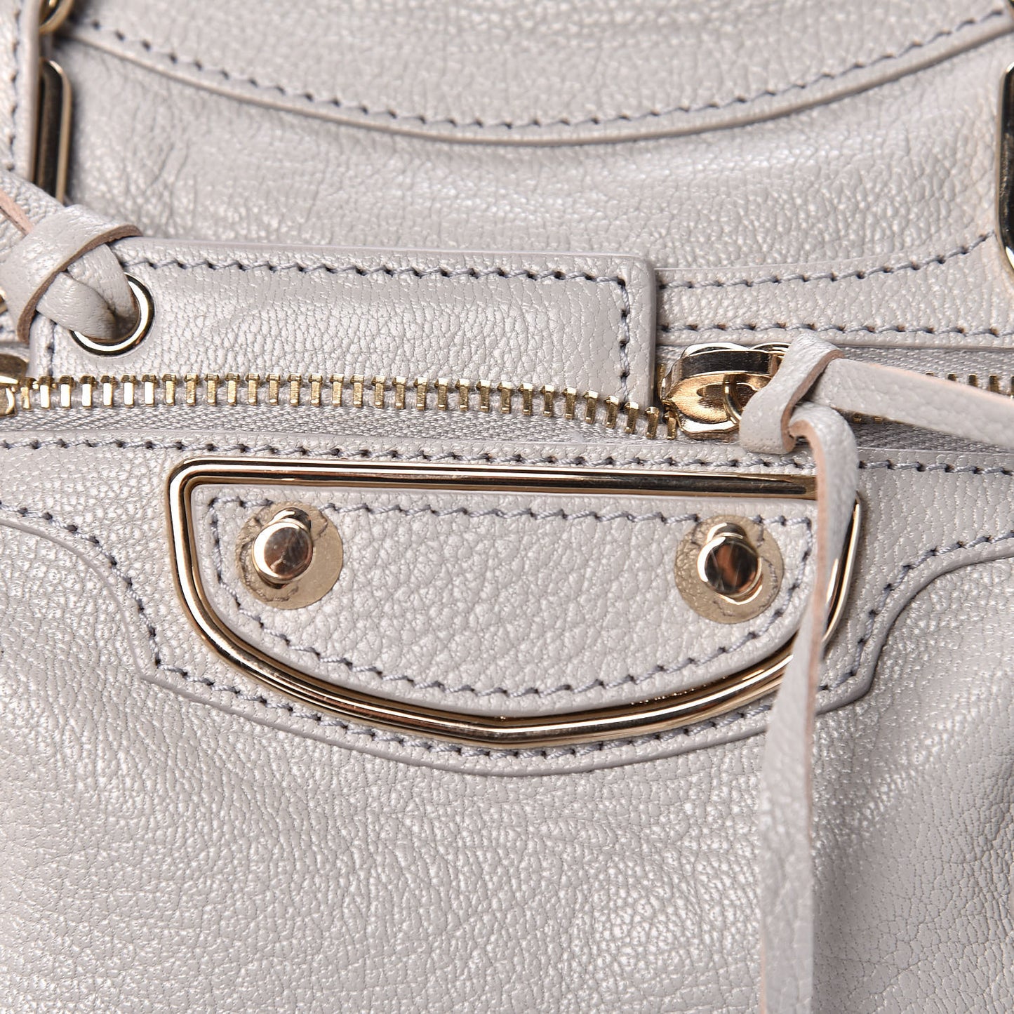 Chevre Gold Metallic Edge Hardware Mini City Gris Perle