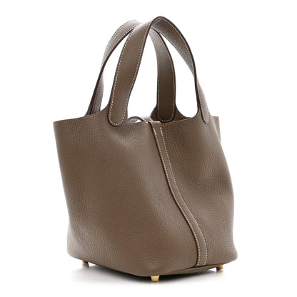 Hermes Taurillon Clemence Picotin Lock 18 PM Etoupe 2 of 11