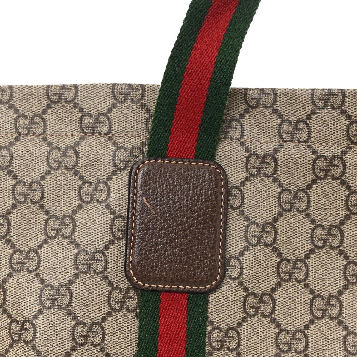 Gucci Tender GG Supreme Monogram Textured Dollar Calfskin Web Tote Beige Ebony New Acero 10 of 10