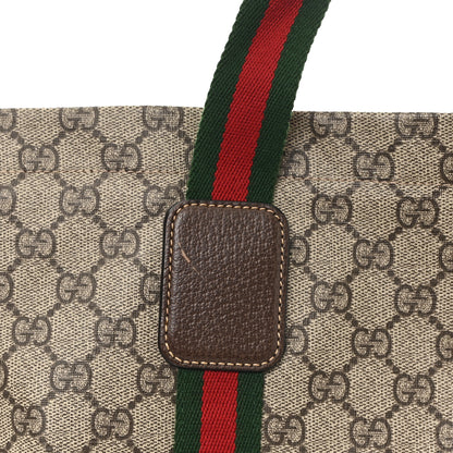 Gucci Tender GG Supreme Monogram Textured Dollar Calfskin Web Tote Beige Ebony New Acero 10 of 10