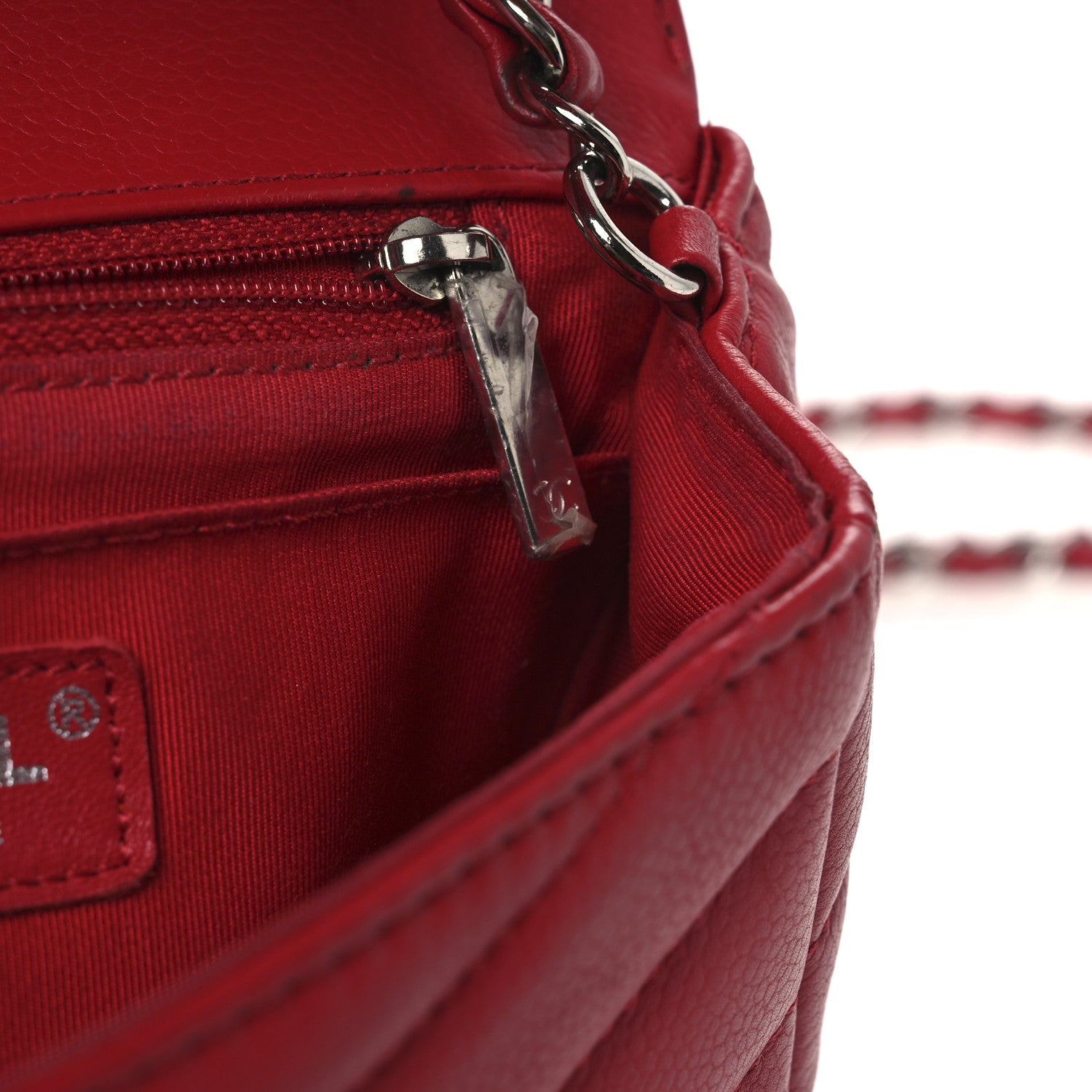 Chanel Caviar Chevron Quilted Small Single Flap Red 13 of 16