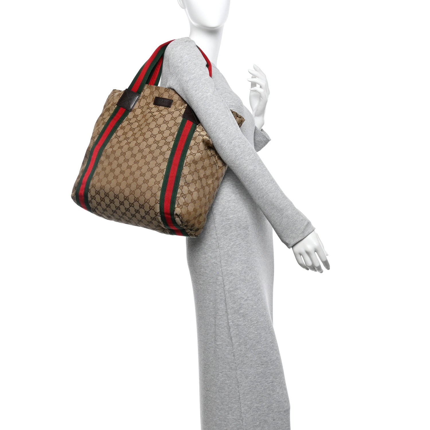 Gucci GG Monogram Medium Web Handle Vertical Tote Dark Brown 2 of 10