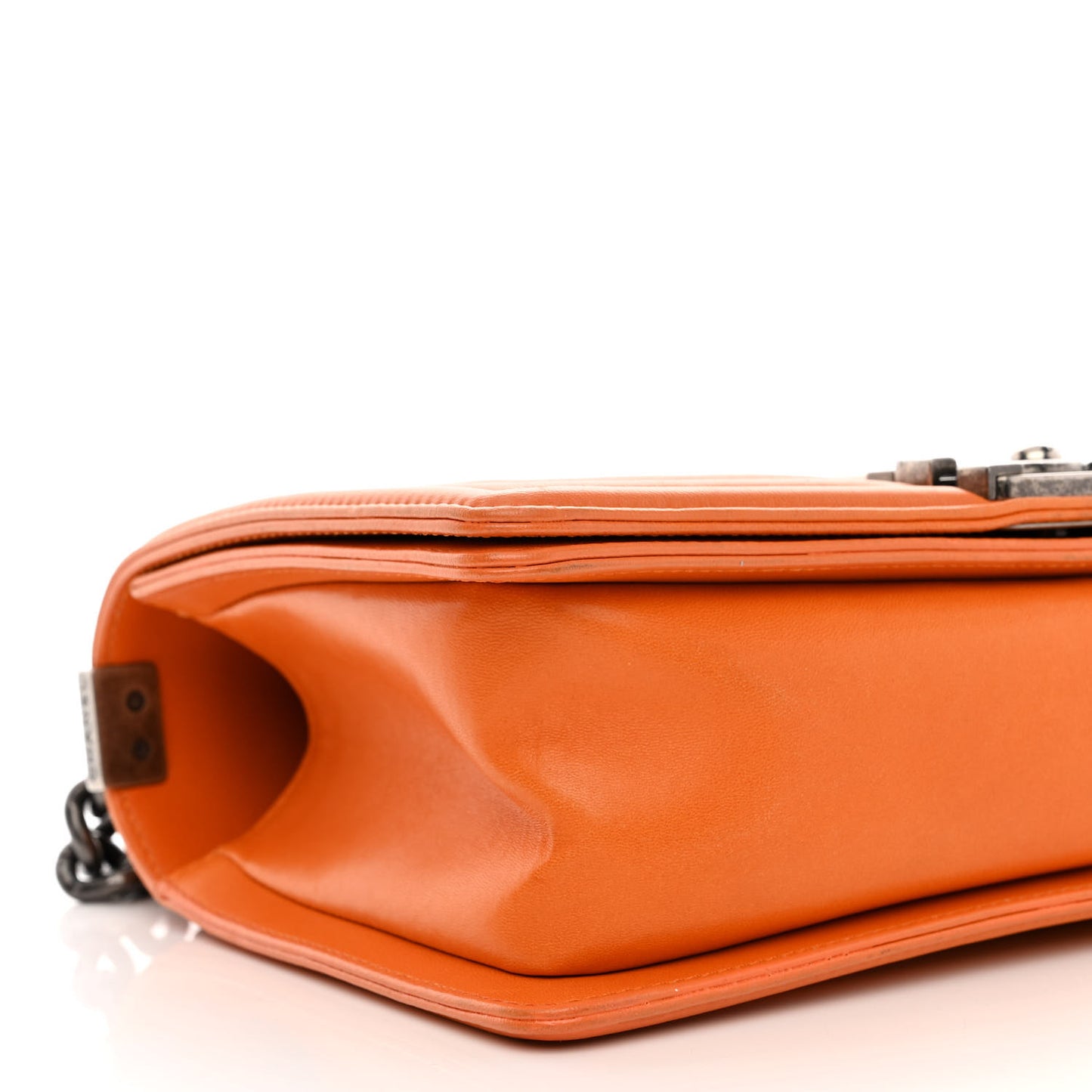 Lambskin Quilted Medium Boy Flap Orange
