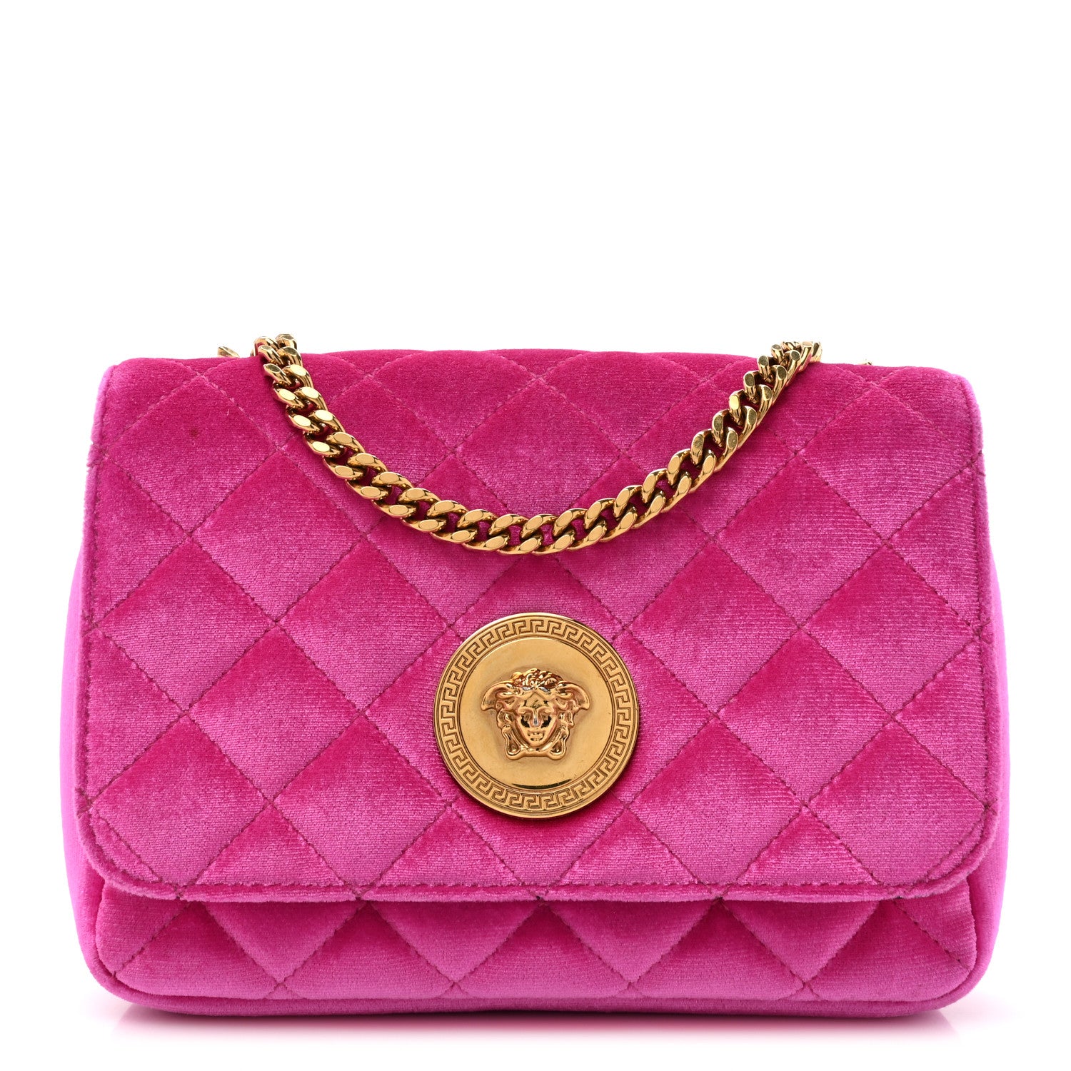 Versace Velvet Quilted Medusa Chain Crossbody Pink 1 of 11
