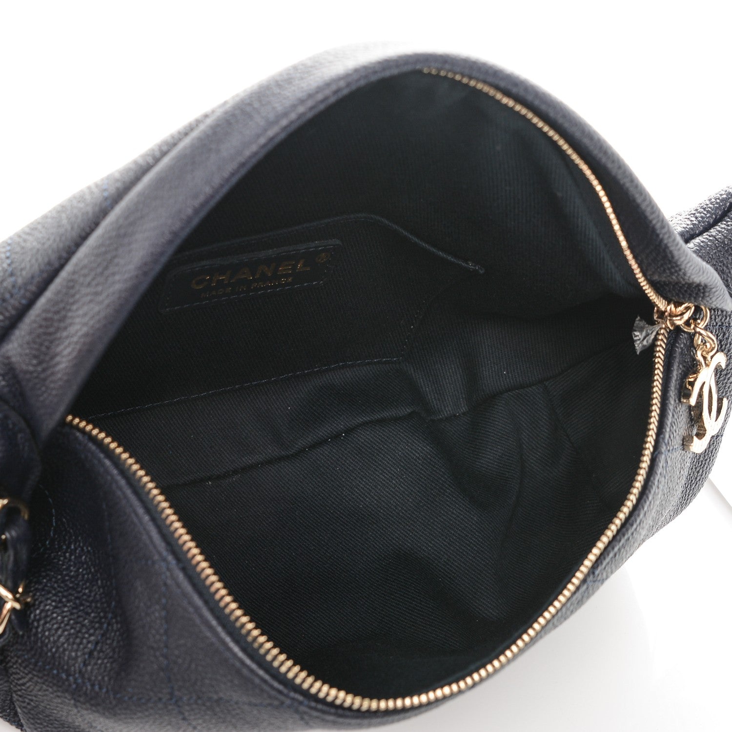 Chanel Caviar Quilted Zip and Carry Waist Bag Fanny Pack Navy Blue 5 of 7