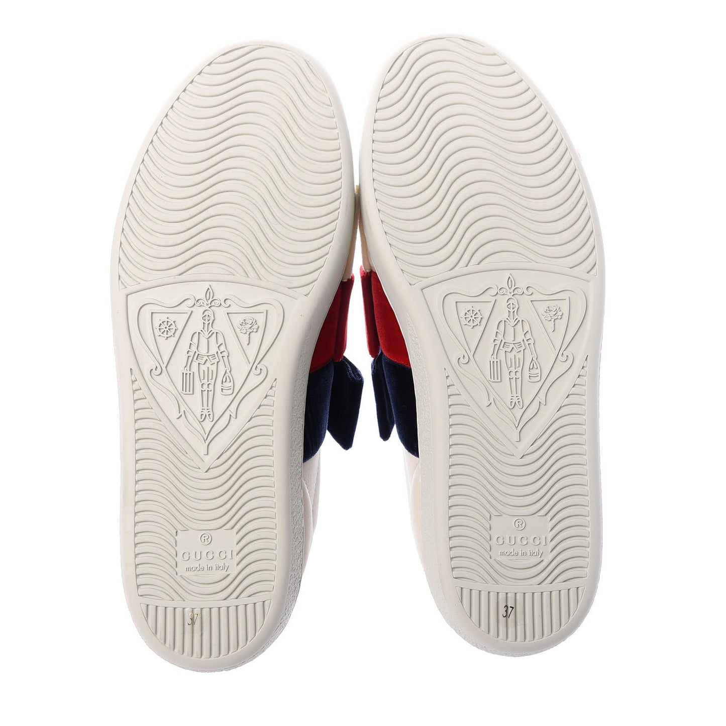 Calfskin Velvet Womens Bow Ace Sneakers 37 White