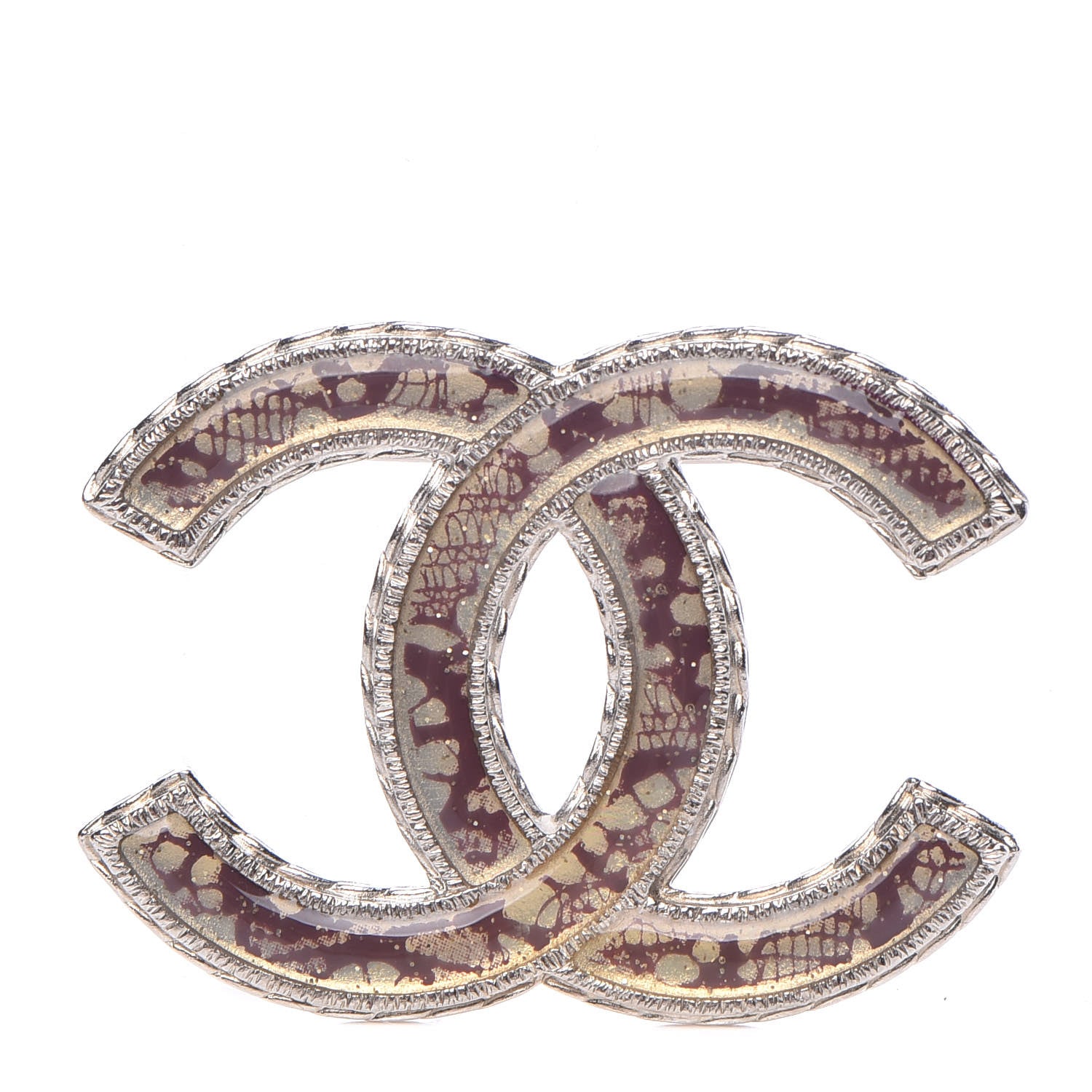 Chanel Resin CC Brooch Silver 1 of 5
