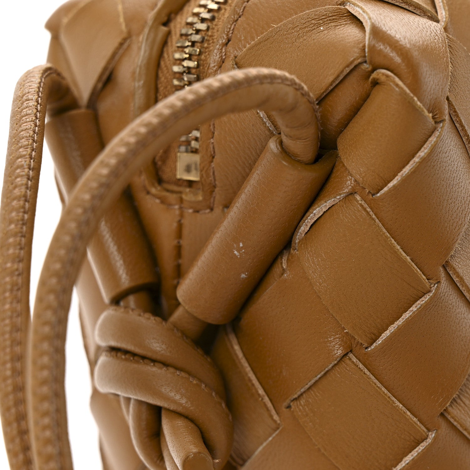 Bottega Veneta Nappa Intrecciato Mini Loop Camera Bag Camel