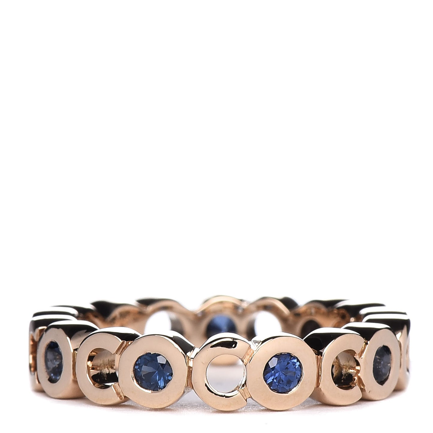 18K Yellow Gold Blue Sapphire Coco Band Ring 52 6
