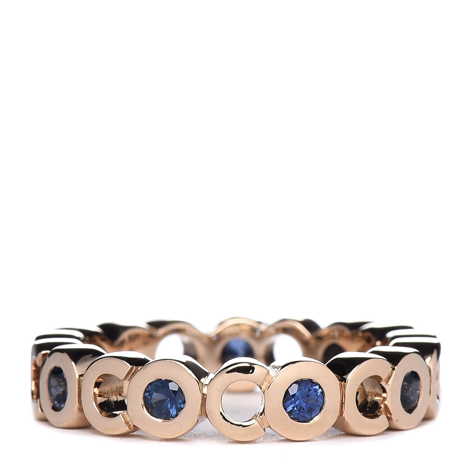 Chanel 18K Yellow Gold Blue Sapphire Coco Band Ring 52 6 1 of 4