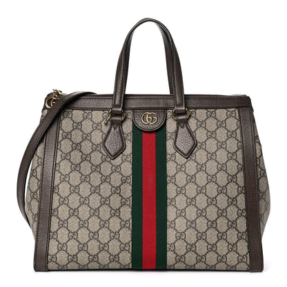 Gucci GG Supreme Monogram Web Medium Ophidia Tote Bag Brown 1 of 11