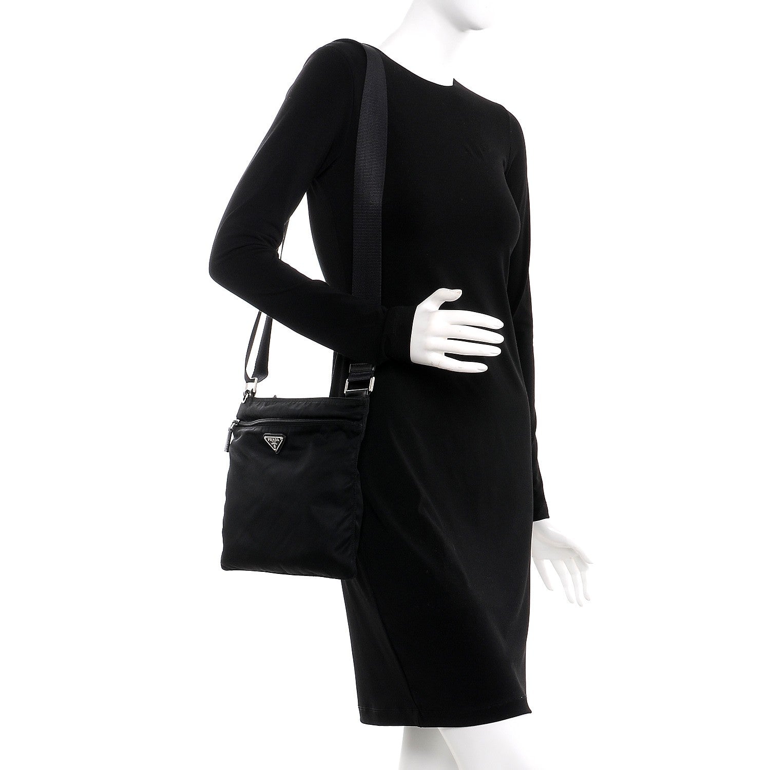 Prada Nylon Flat Messenger Bag Black 2 of 6