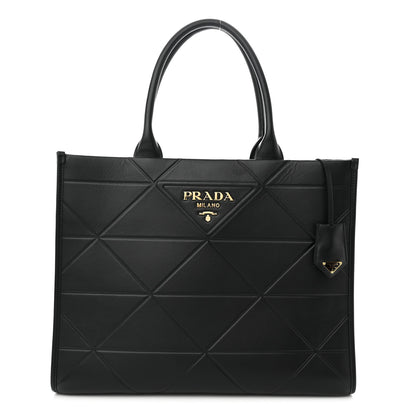 Prada Soft Calfskin Triangolo Symbole Embossed Large Tote Black 1 of 11