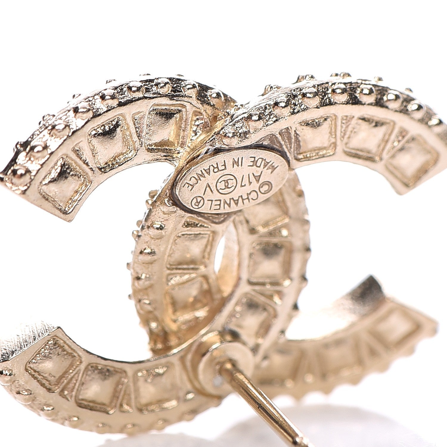Chanel Crystal CC Earrings Gold 4 of 5