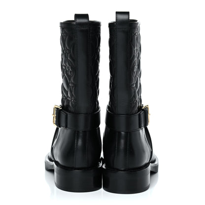 Louis Vuitton Calfskin Embossed Monogram Rebellion Half Boots 37 Black 4 of 10
