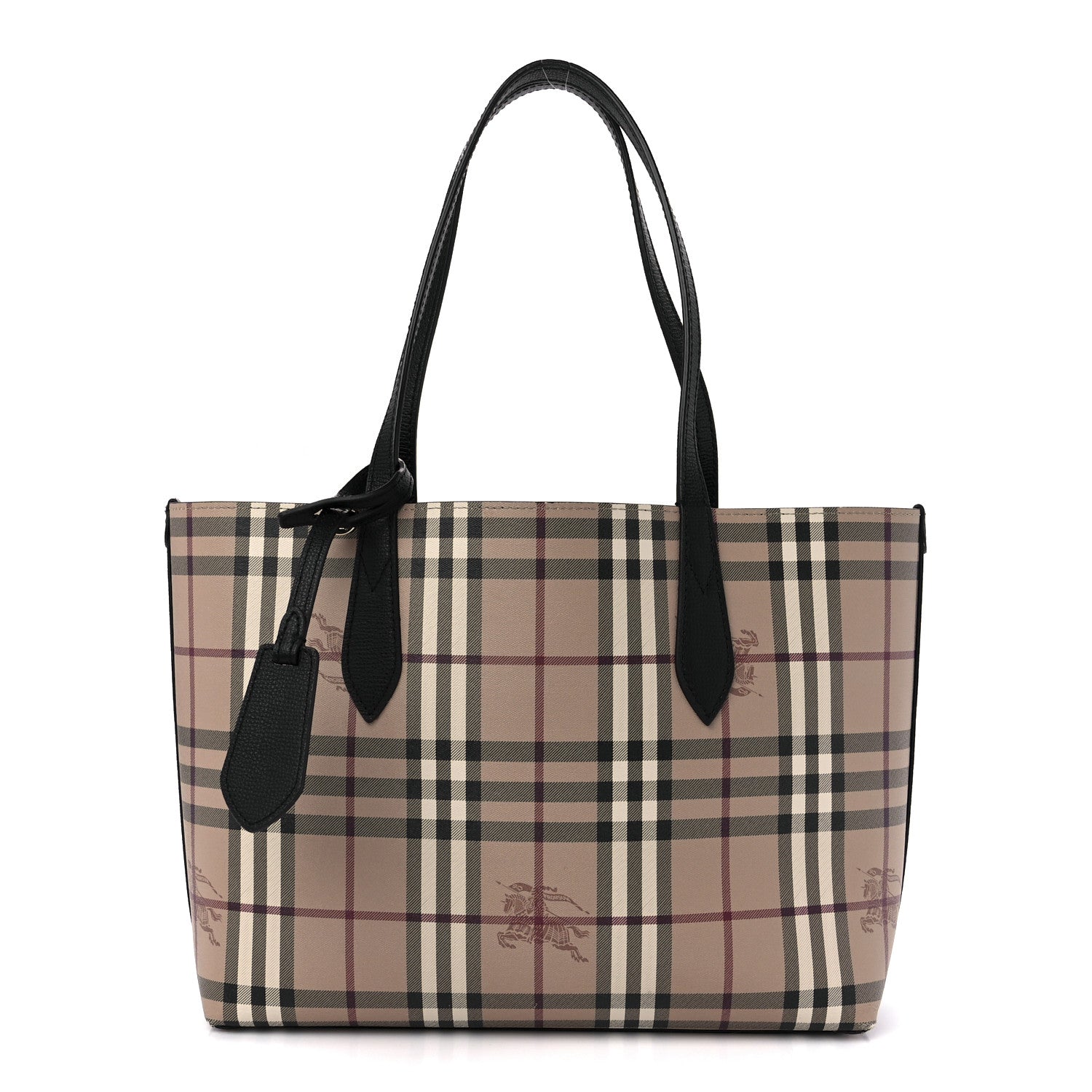 Burberry Grainy Calfskin Haymarket Check Small Reversible Tote Black 3 of 22