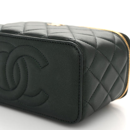 Chanel Iridescent Lambskin Quilted Small Top Handle Vanity Case With Chain Green 10 of 10