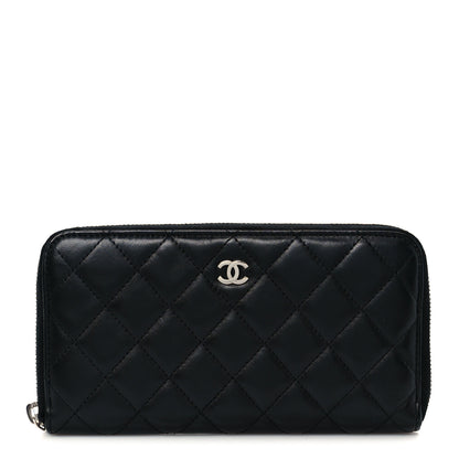 Chanel Lambskin Quilted Large Gusset Zip Around Wallet Black 2 of 18