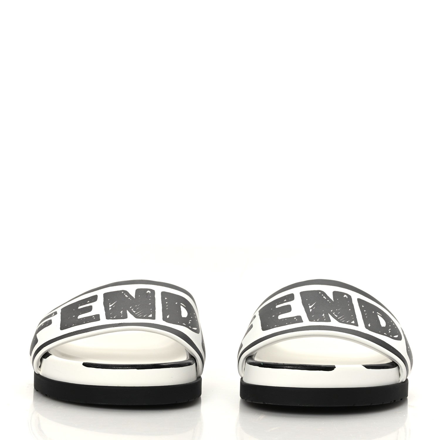 Fendi X JOSHUA VIDES Roma Calfskin Fussbetts Slide Sandals 36 Snow White Black 2 of 7