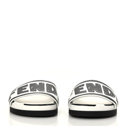 Fendi X JOSHUA VIDES Roma Calfskin Fussbetts Slide Sandals 36 Snow White Black 2 of 7