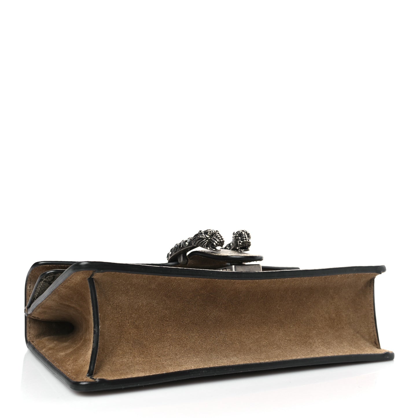 GG Supreme Monogram Suede Crystal Small Dionysus Shoulder Bag Beige Ebony Taupe