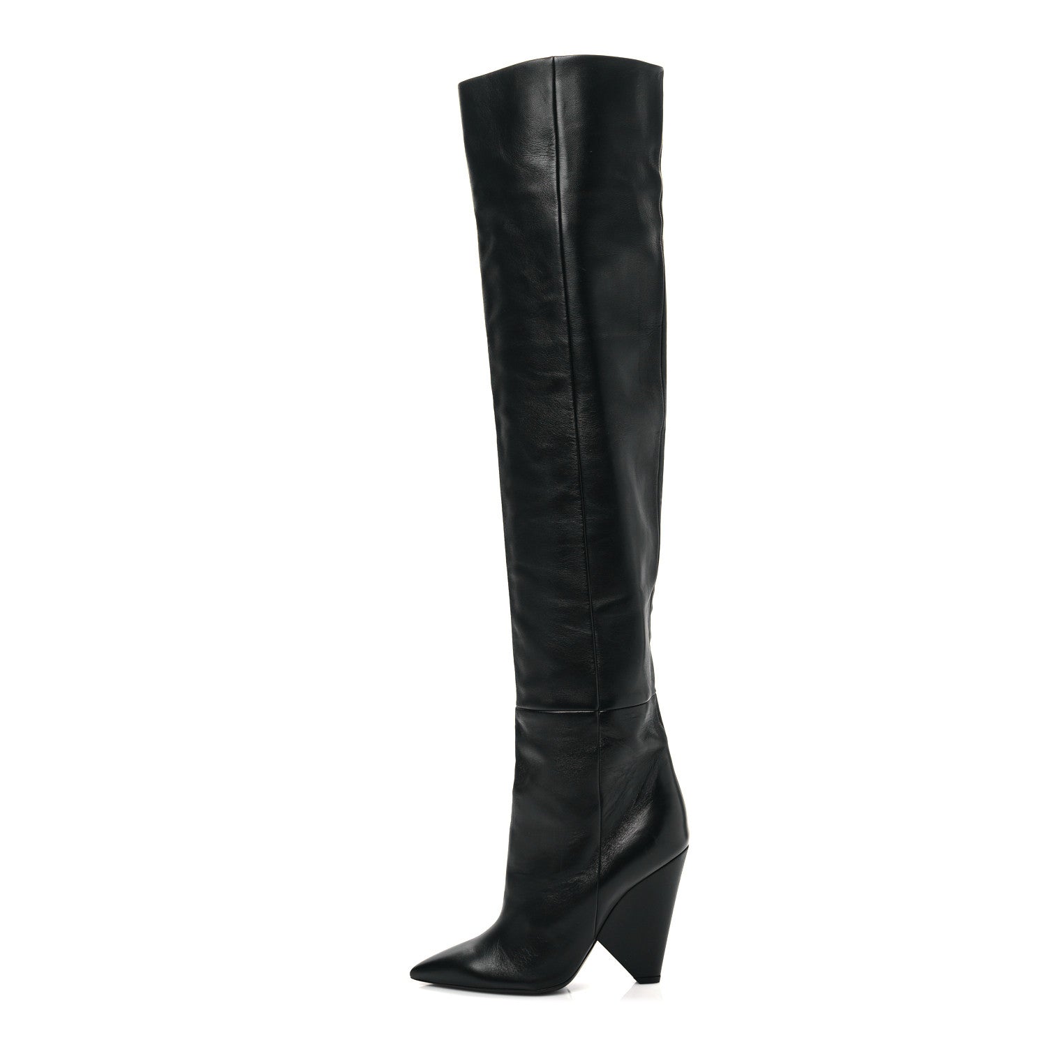 Saint Laurent Calfskin Niki 105 Thigh High Boots 37.5 Black 1 of 7