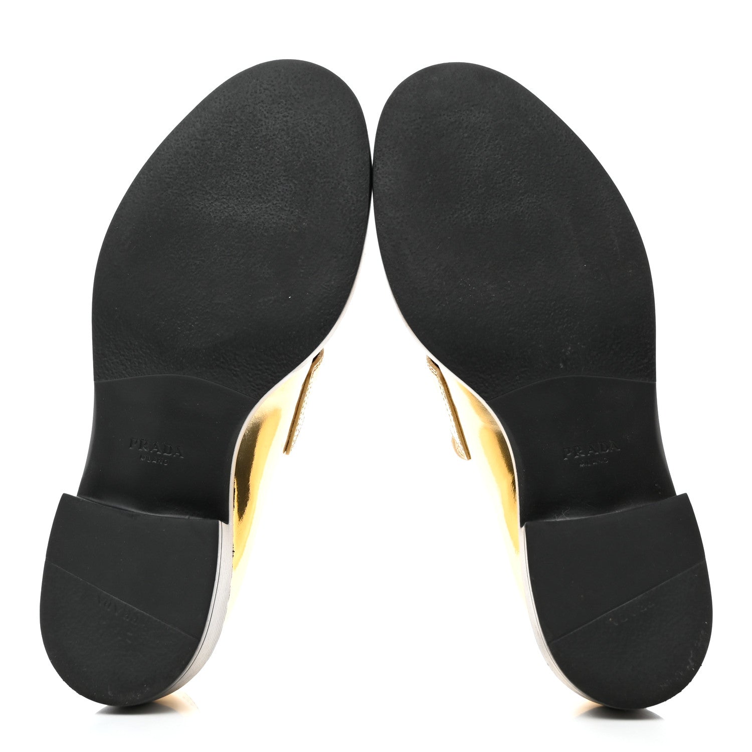 Prada Metallic Brushed Calfskin Metal Triangle Logo 50mm Loafers 39.5 Platino 5 of 8