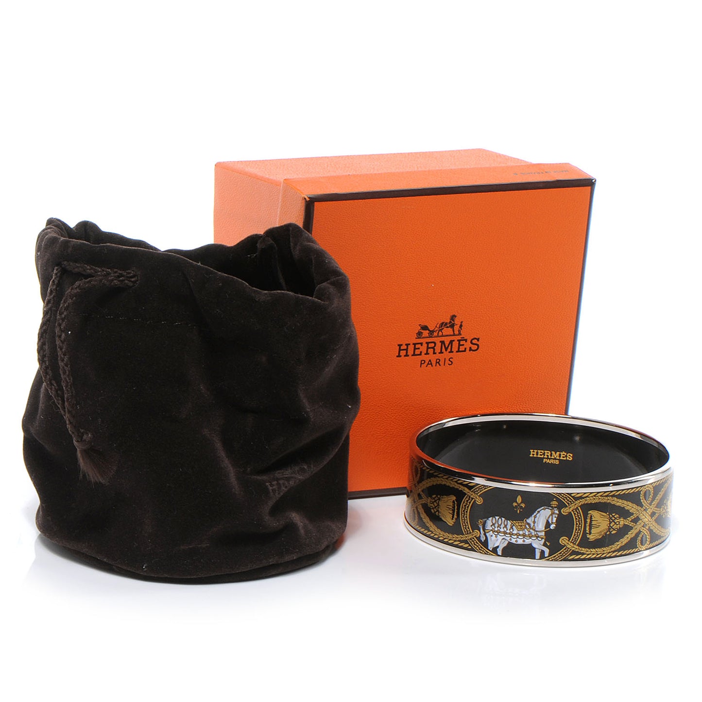 Enamel Printed Wide Grand Apparat Bracelet 70 Black