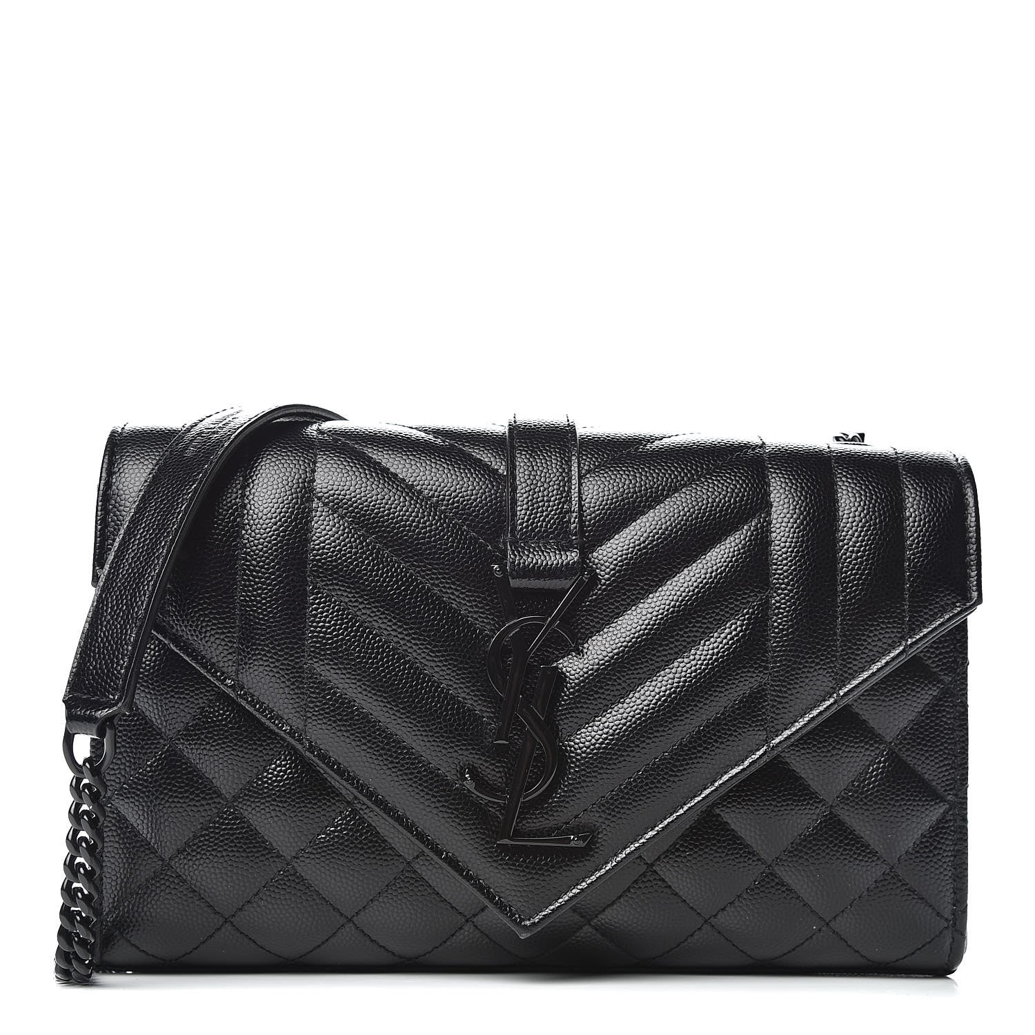 Saint Laurent Grain De Poudre Tri-Quilt Monogram Small College Bag Black 1 of 10