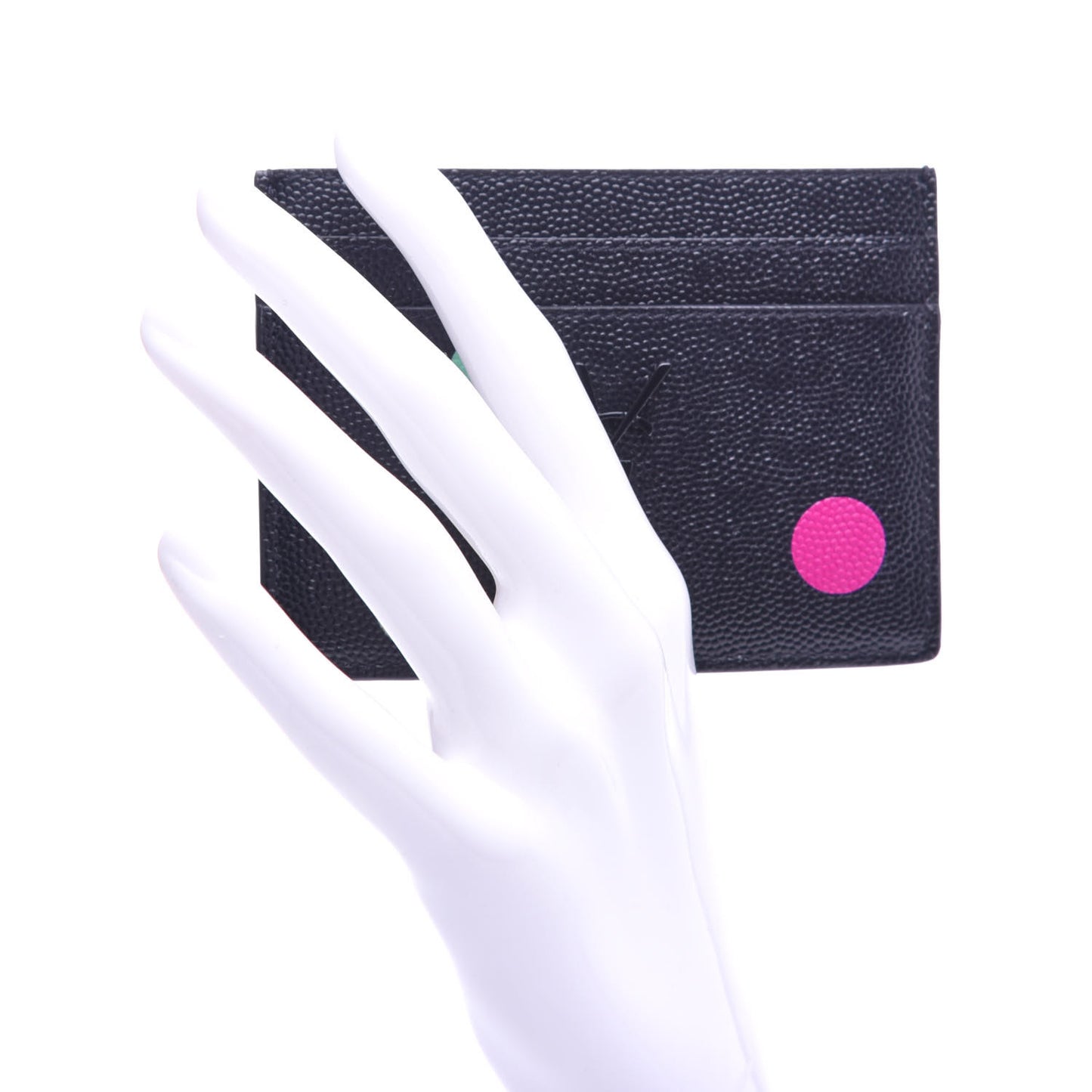 Grain De Poudre Polka-Dot Monogram Credit Card Case Black