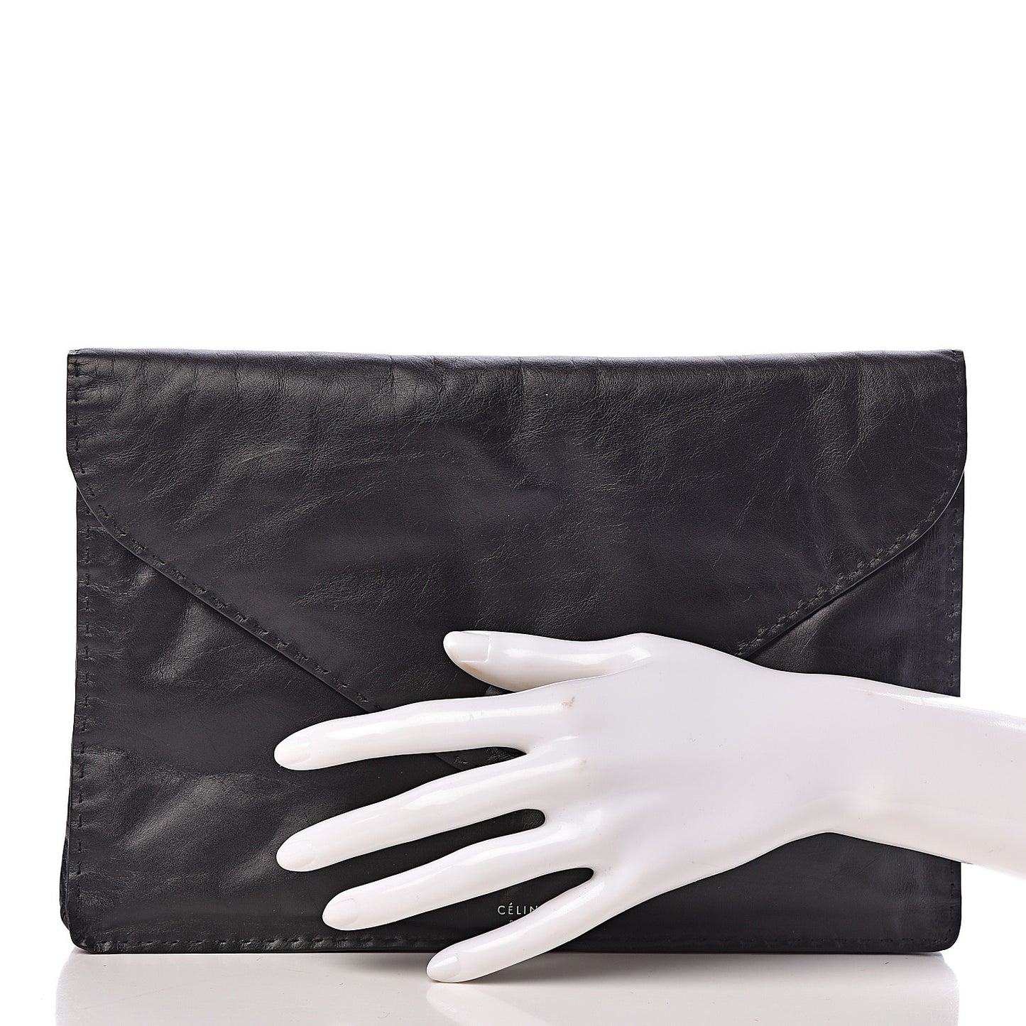 Paperweight Calfskin Clutch Pouch Black