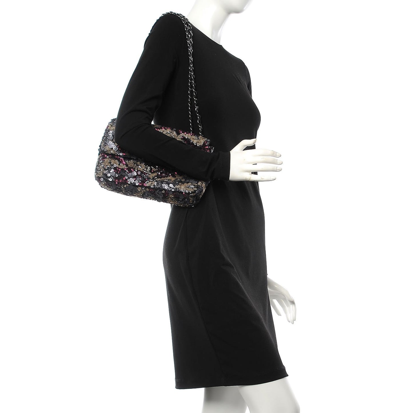 Sequin Medium Single Flap Anthracite Taupe Bordeaux