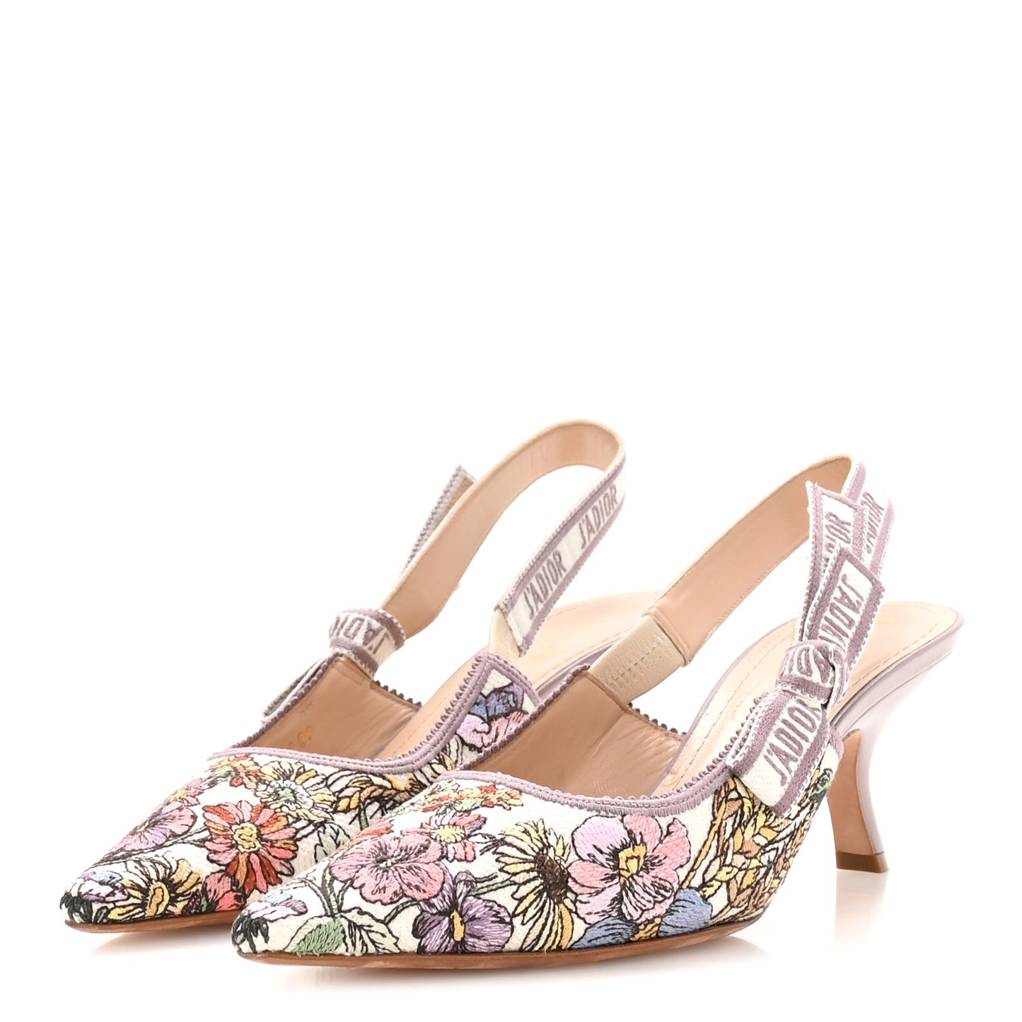 Canvas Embroidered 4 Saisons Embroidered J'Adior Slingback Pumps 39 Lilac Multicolor