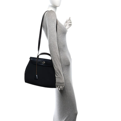 Hermes Military Toile Vache Hunter Herbag Zip Retourne 31 PM Black Bleu Indigo Ebene 2 of 11