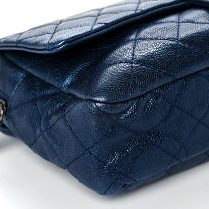Chanel Metallic Caviar Quilted Large Chic Flap Blue 9 of 10