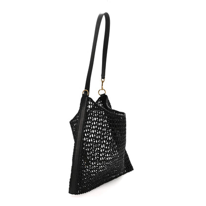 Saint Laurent Raffia Calfskin Oxalis Shoulder Bag Black 3 of 10