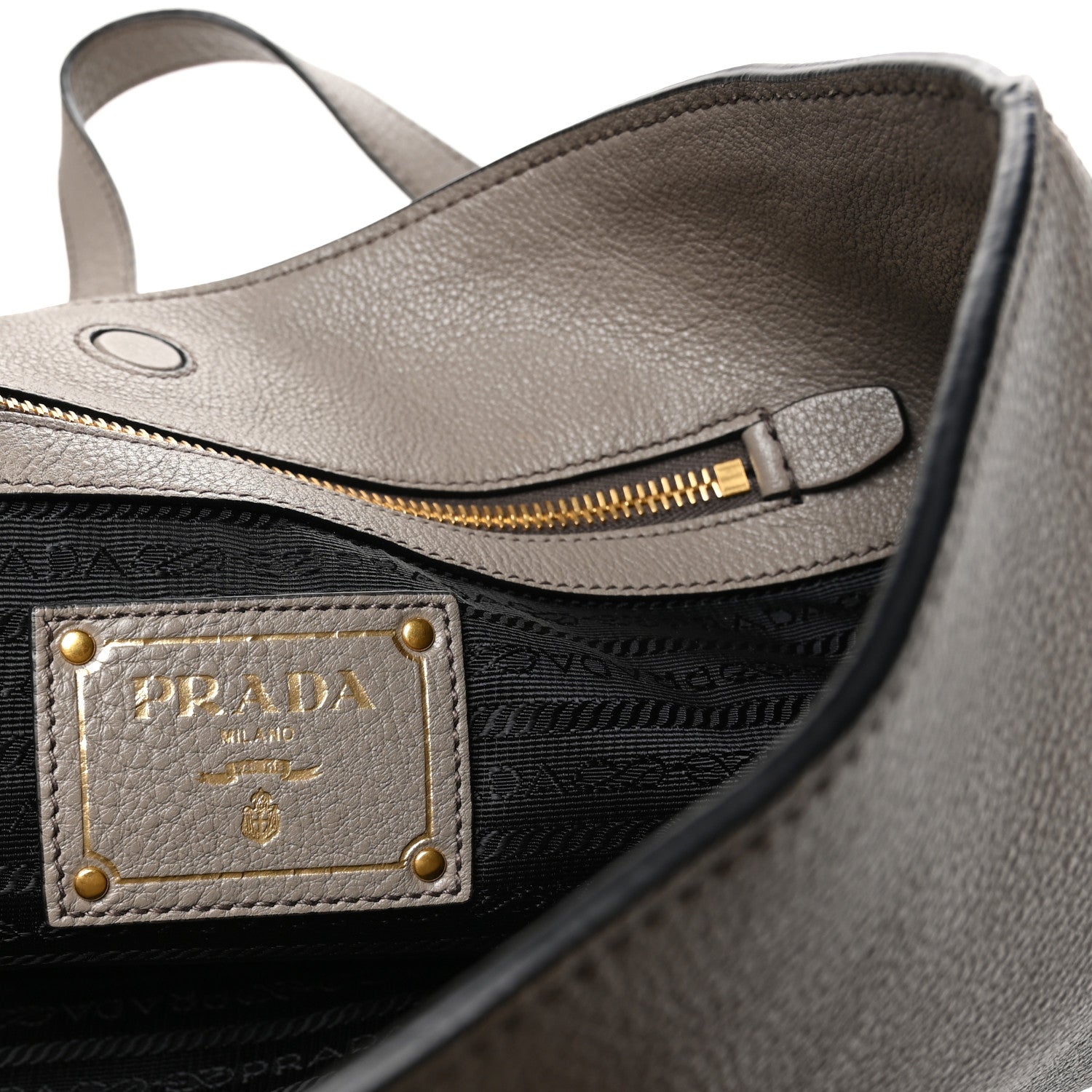 Prada Vitello Phenix Embossed Logo Tote Argilla 6 of 11