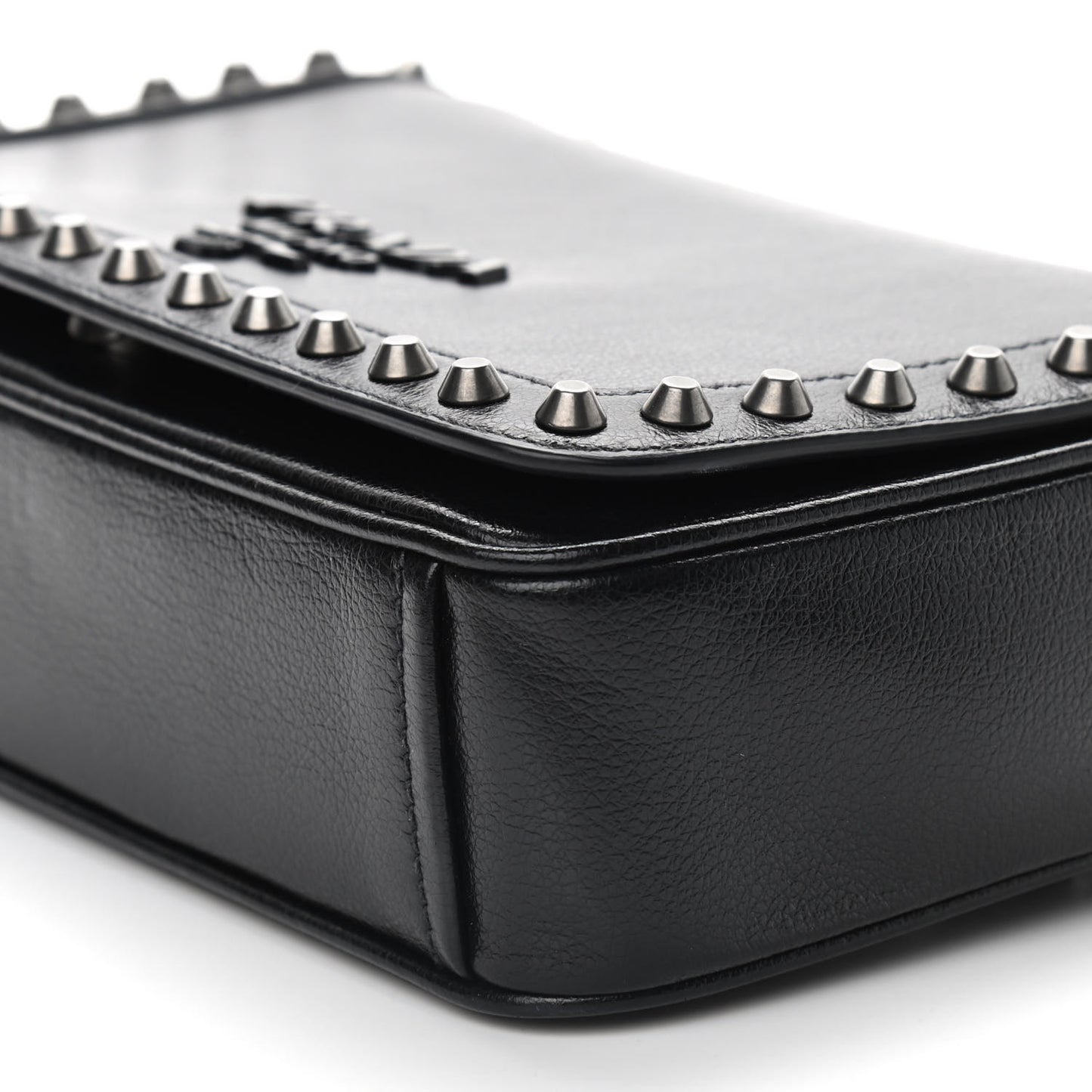 Glace Calfskin Studded Crossbody Black